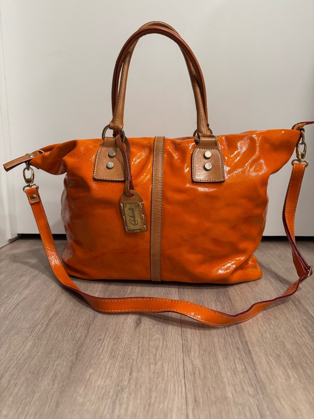 Cavalcanti Orange Patent Leather Tote Handbag - Unbranded